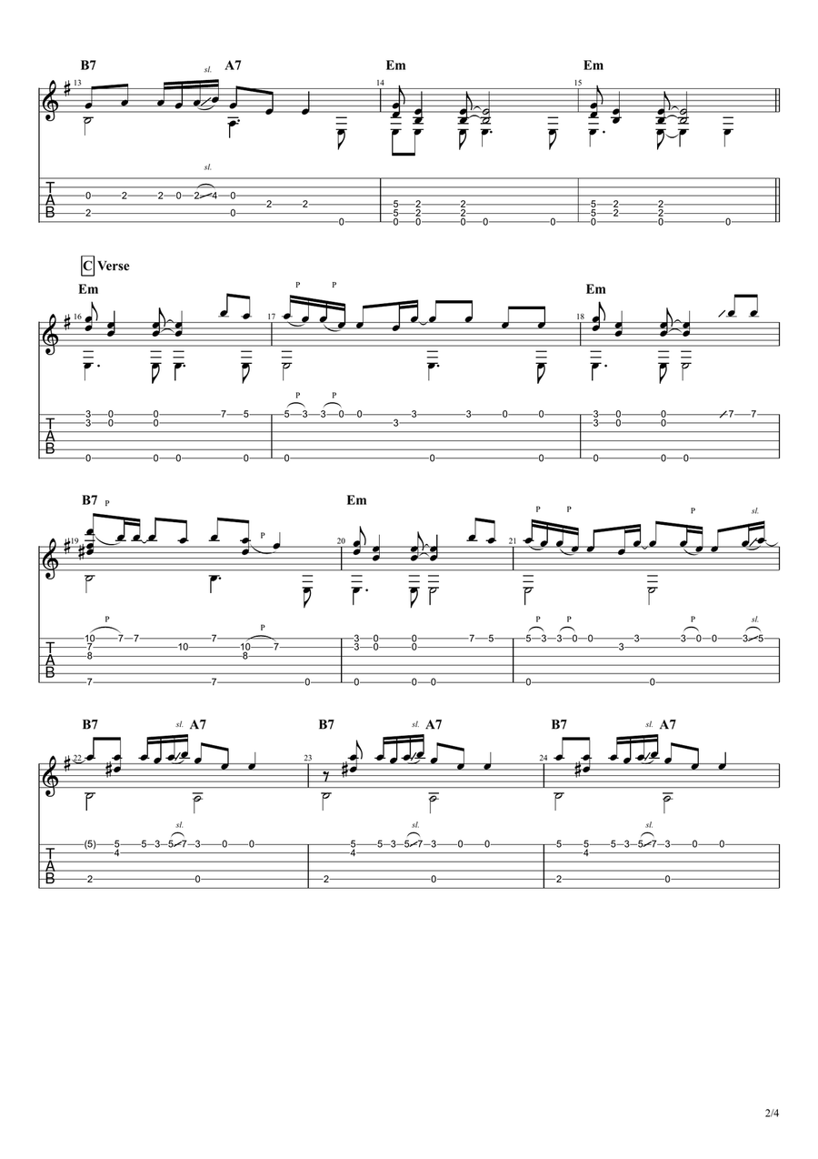 Grandma's Hands Guitar Tablature scores gallery preview page 2
