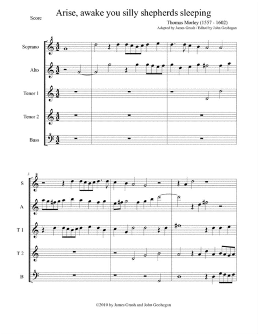 Arise, Awake for Recorder Quintet Recorder scores gallery preview page 3