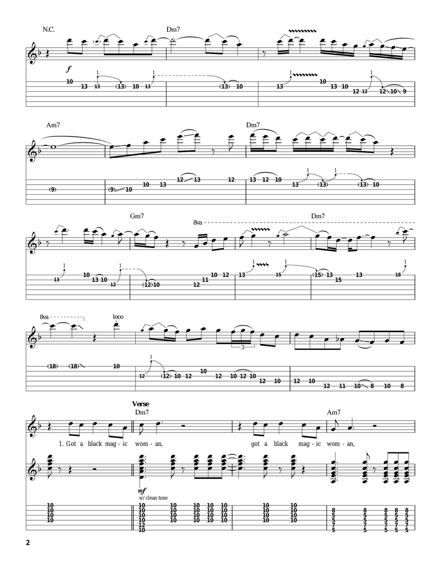 Black Magic Woman Guitar Tablature scores gallery preview page 2