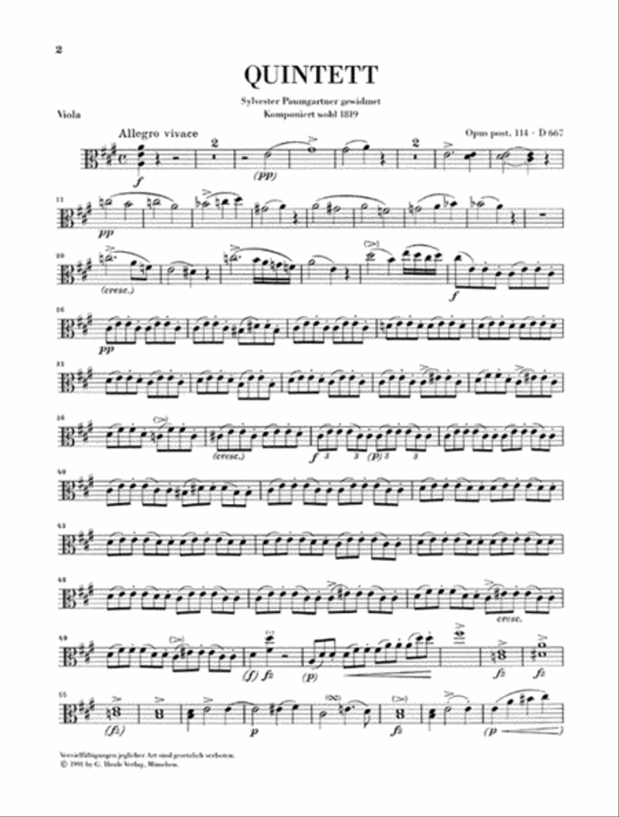 Quintet A Major Op. Posth. 114 D 667 “The Trout” Cello scores gallery preview page 3