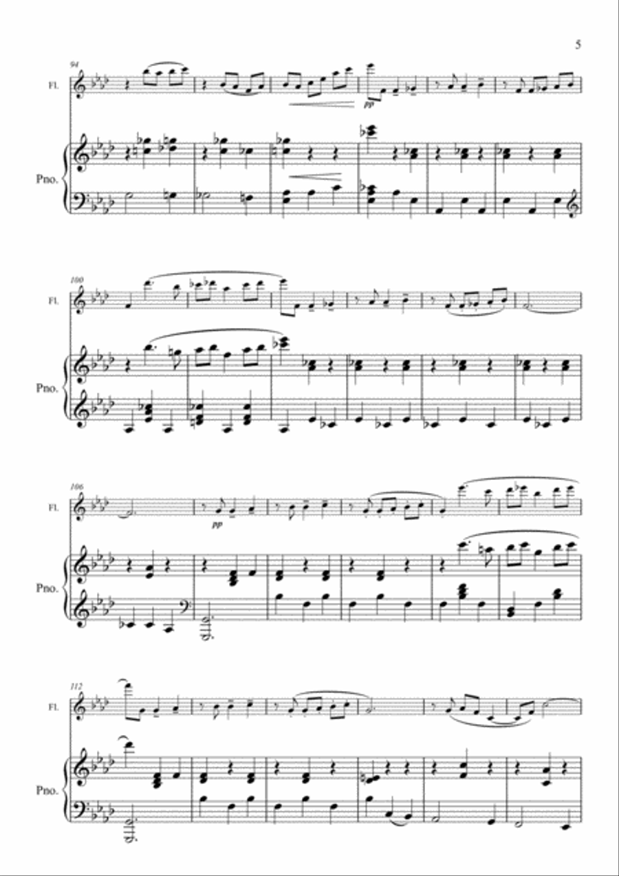 Valse Romantique Arrangement for flute and piano Flute Solo scores gallery preview page 6