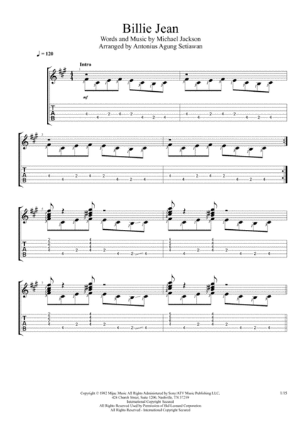 Billie Jean (Solo Guitar Tablature) image number null
