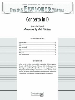 Book cover for Concerto in D: Score