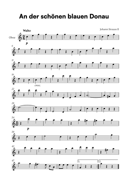 Johann Strauss II - An der schönen blauen Donau for Oboe Solo image number null