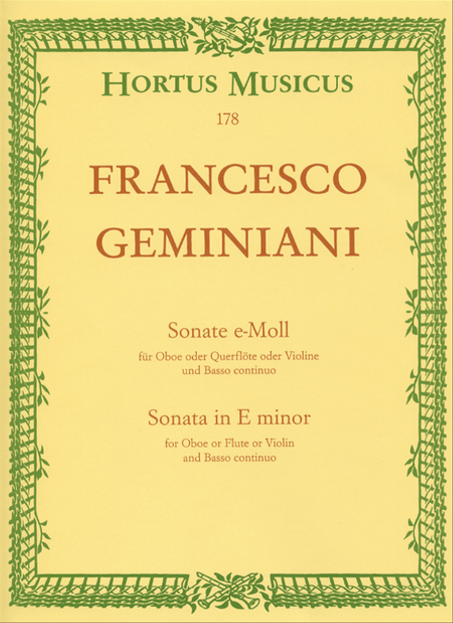Sonate for Oboe (Flute, Violin) and Basso continuo e minor Flute scores gallery preview page 1