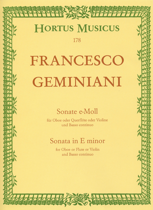 Book cover for Sonate for Oboe (Flute, Violin) and Basso continuo e minor