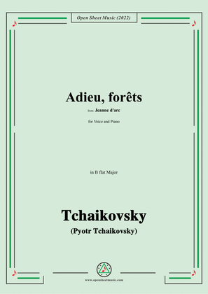 Book cover for Tchaikovsky-Adieu,forêts,from Jeanne D'arc,in B flat Major,for Voice and Pinao