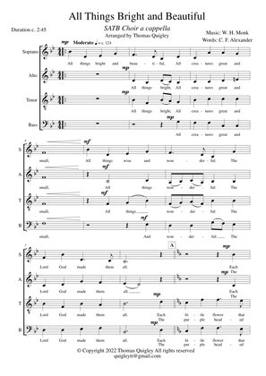 All Things Bright and Beautiful (SATB a cappella)
