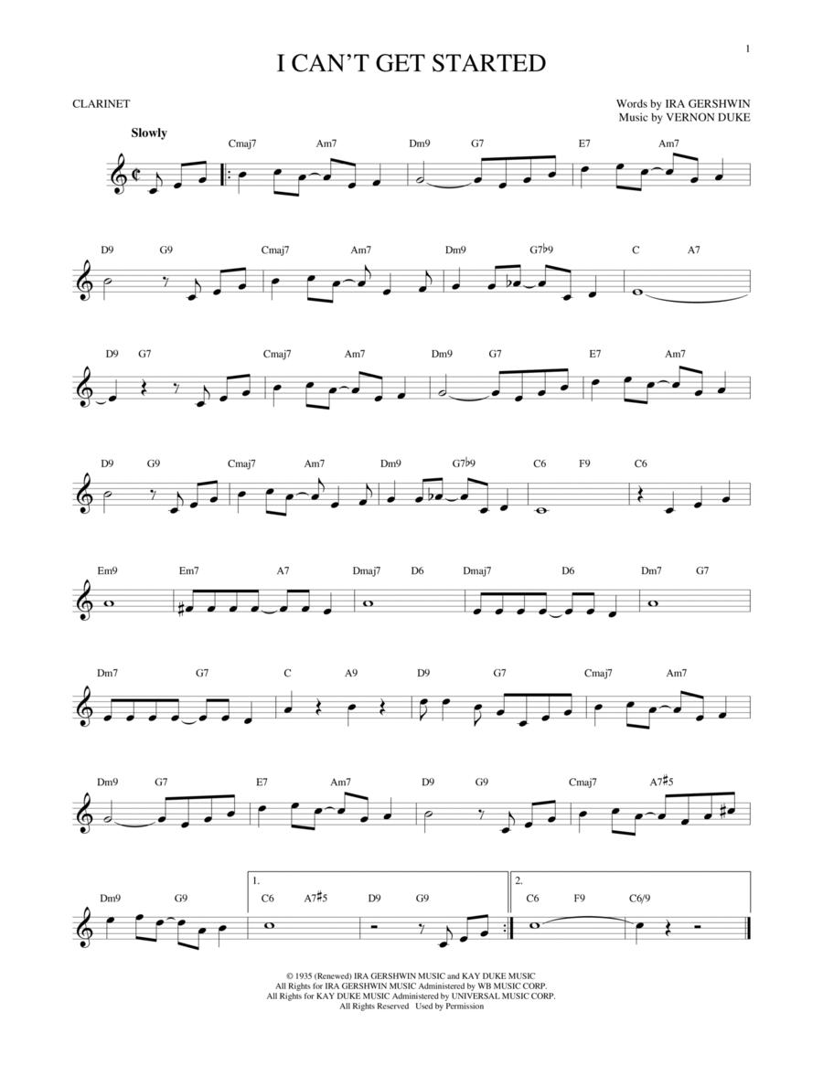 I Can't Get Started Clarinet Solo scores gallery preview page 1