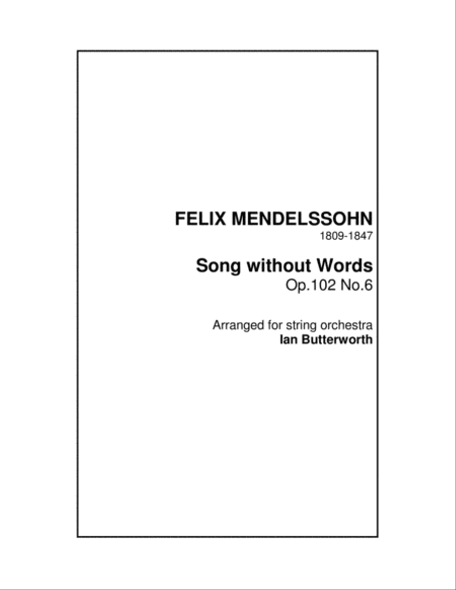 MENDELSSOHN Song without Words Op.102.No.6 for string orchestra String Orchestra scores gallery preview page 1