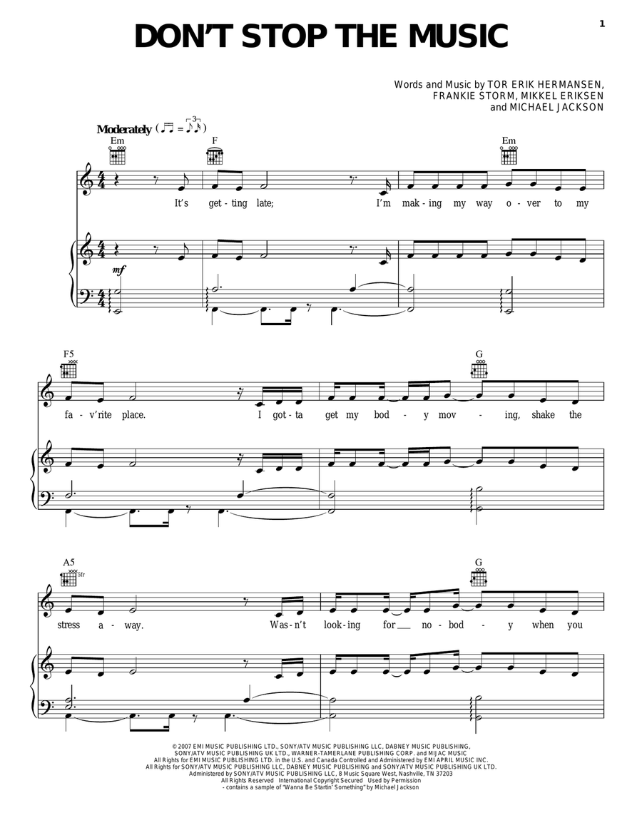 Don't Stop The Music Acoustic Guitar scores gallery preview page 1