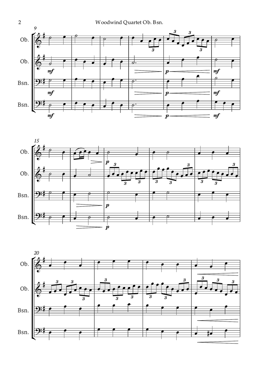 Bach Jesu, joy of man's desiring for Woodwind Quartet 2 Oboes and 2 Bassoons Woodwind Quartet scores gallery preview page 3