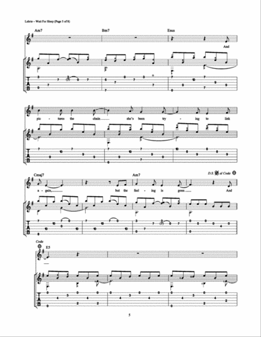 Wait For Sleep Electric Guitar scores gallery preview page 5