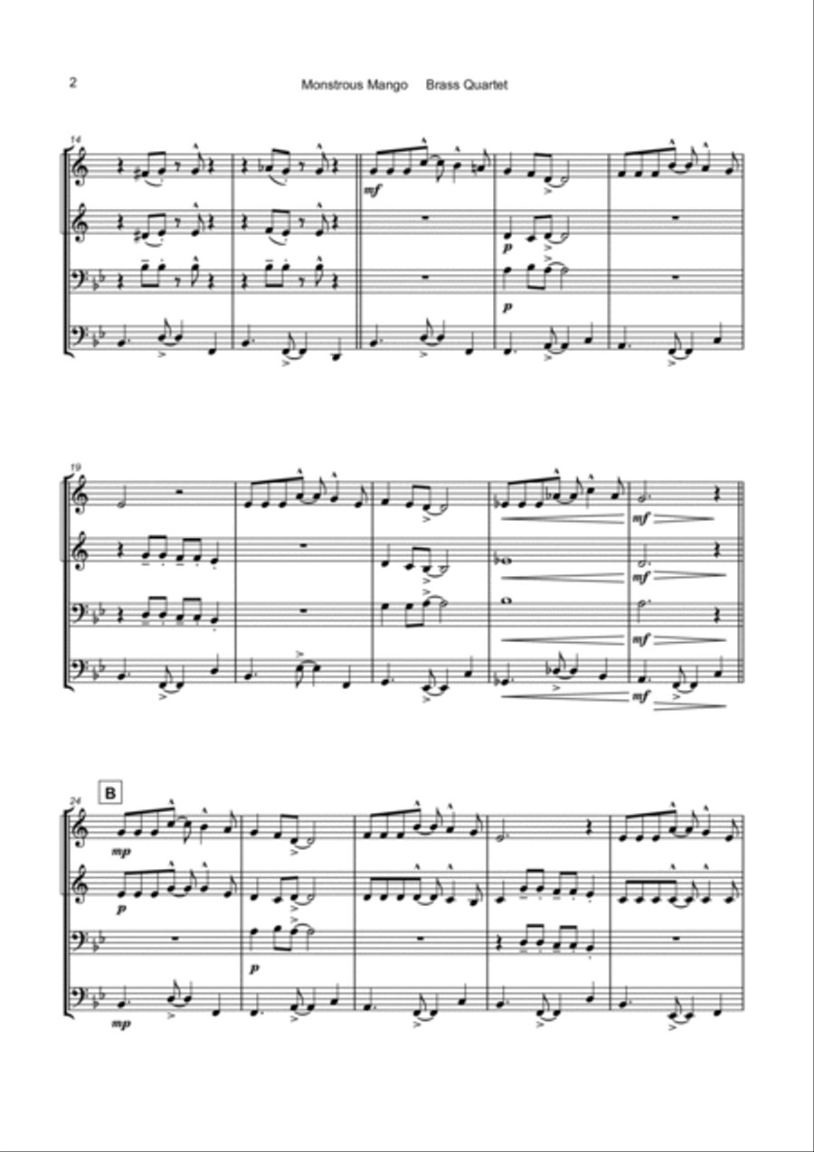 Monstrous Mango for Brass Quartet Brass Quartet scores gallery preview page 3