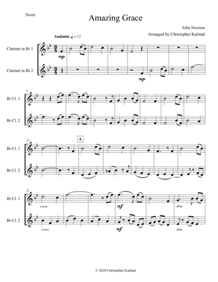 Amazing Grace (Clarinet Duet) image number null