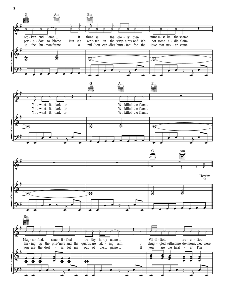 You Want It Darker Piano, Vocal, Guitar scores gallery preview page 2