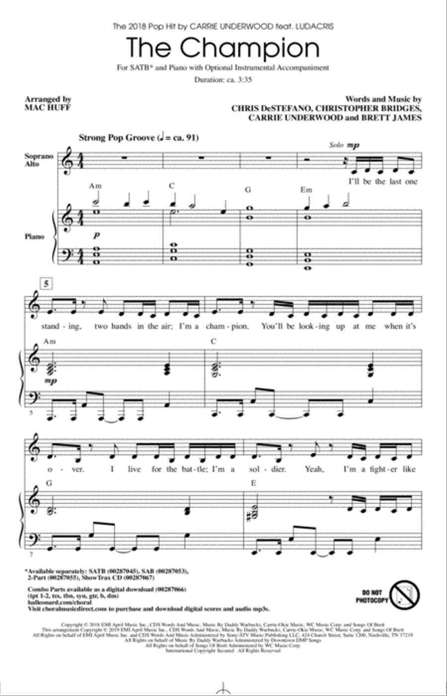 The Champion (feat. Ludacris) (arr. Mac Huff) 4-Part scores gallery preview page 1