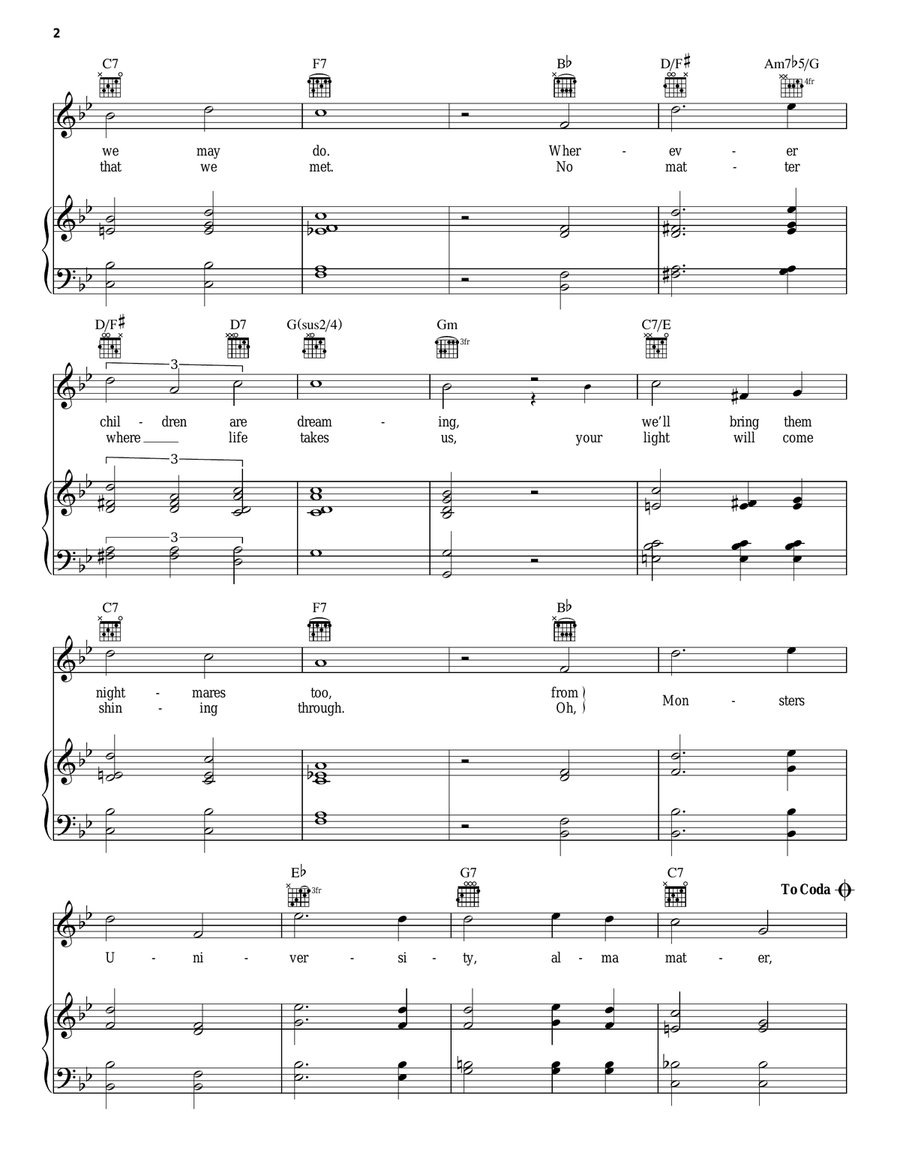 Monsters University Piano, Vocal, Guitar scores gallery preview page 2