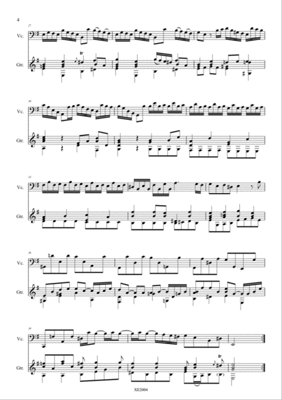 Cello Sonata n. 5 in E Minor RV40 (Guitar accompaniment) String Duet scores gallery preview page 6