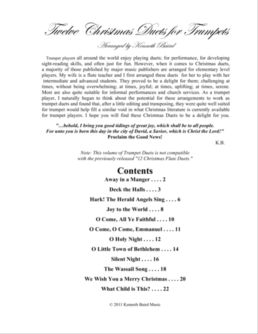 12 Christmas Duets for Trumpets Trumpet Duet scores gallery preview page 2