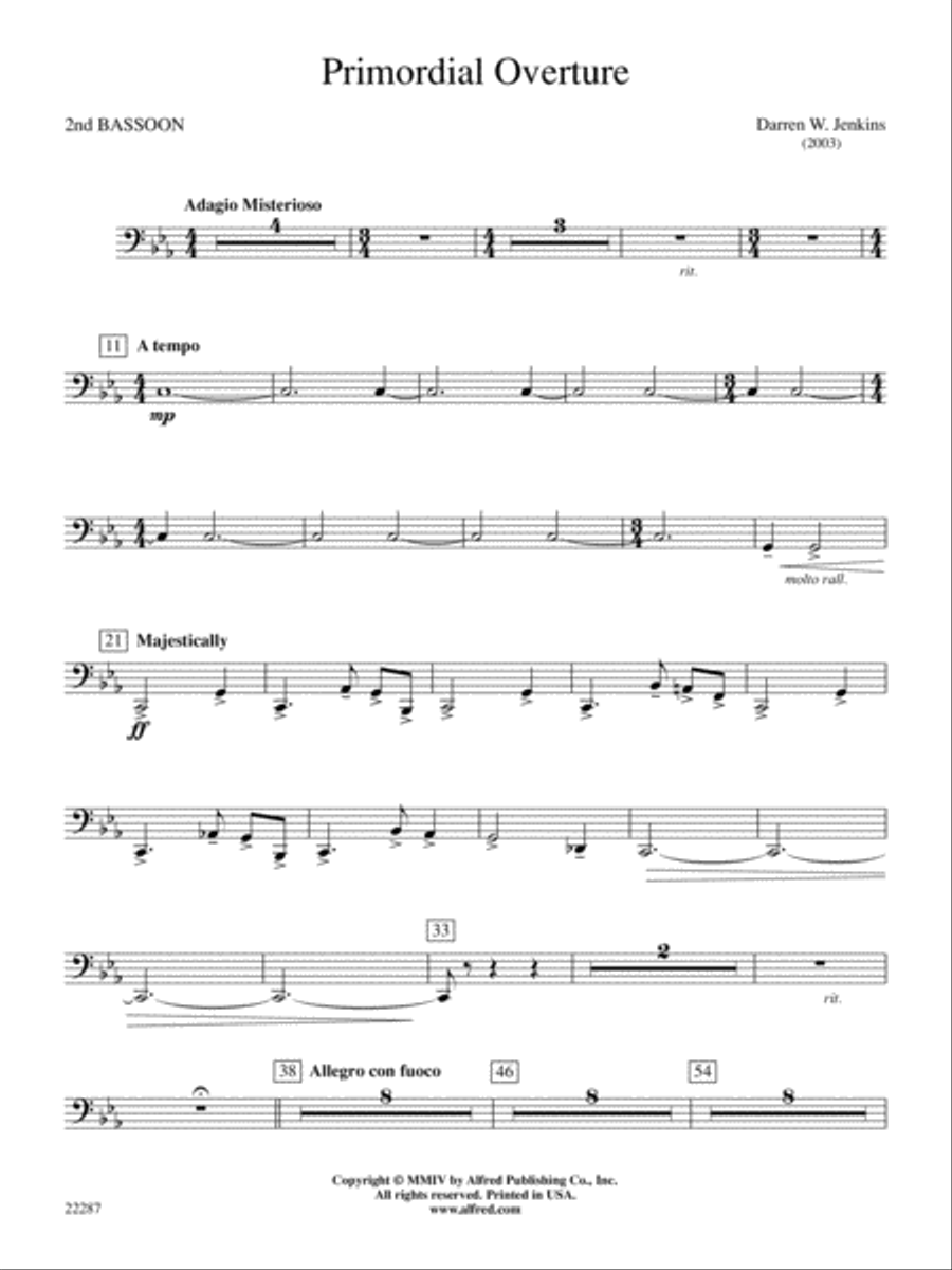 Primordial Overture: 2nd Bassoon Concert Band scores gallery preview page 1