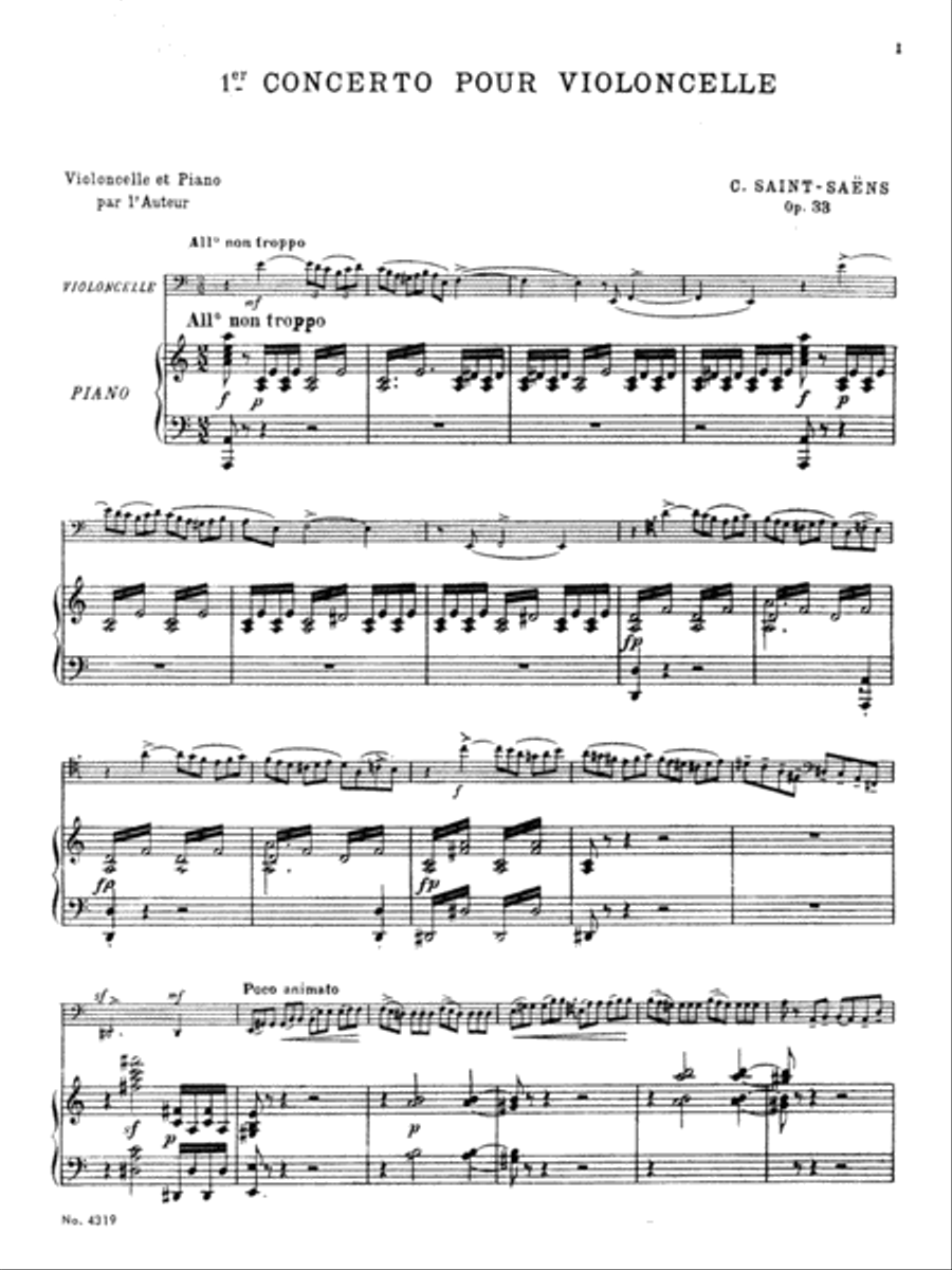 Saint-Saëns: Cello Concerto, Op. 33 (Transcribed) Piano scores gallery preview page 3
