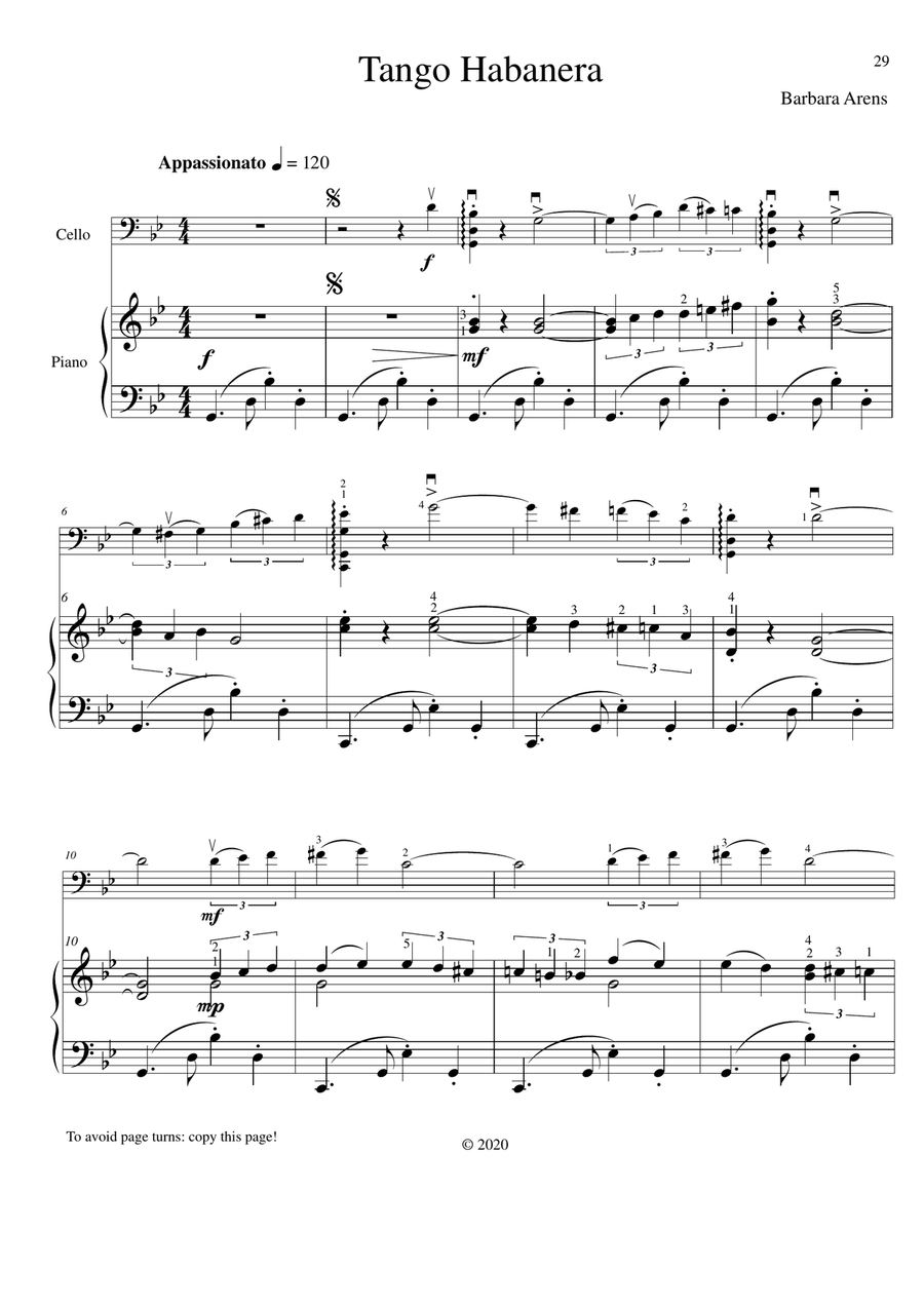 Tango Habanera for Cello + Piano Piano scores gallery preview page 3