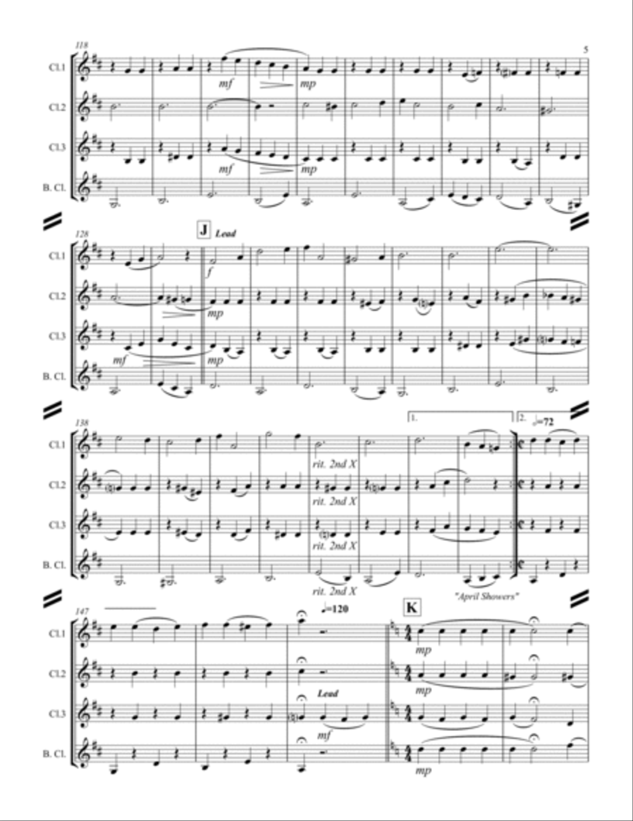 Sing-along Medley #2 (for Clarinet Quartet) Clarinet Quartet scores gallery preview page 6