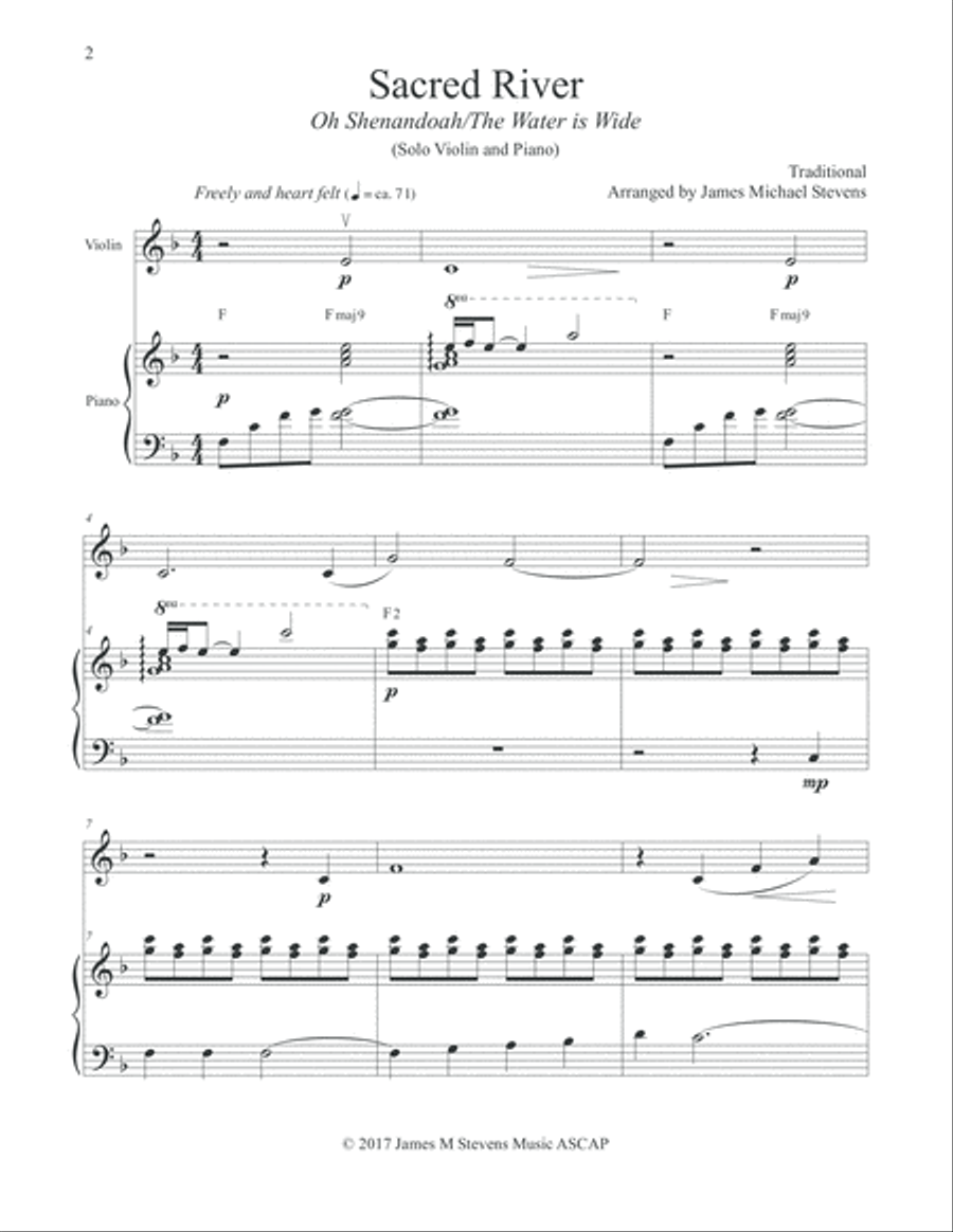 Sacred River - Violin/Piano - O Shenandoah/The Water is Wide Violin Solo scores gallery preview page 2
