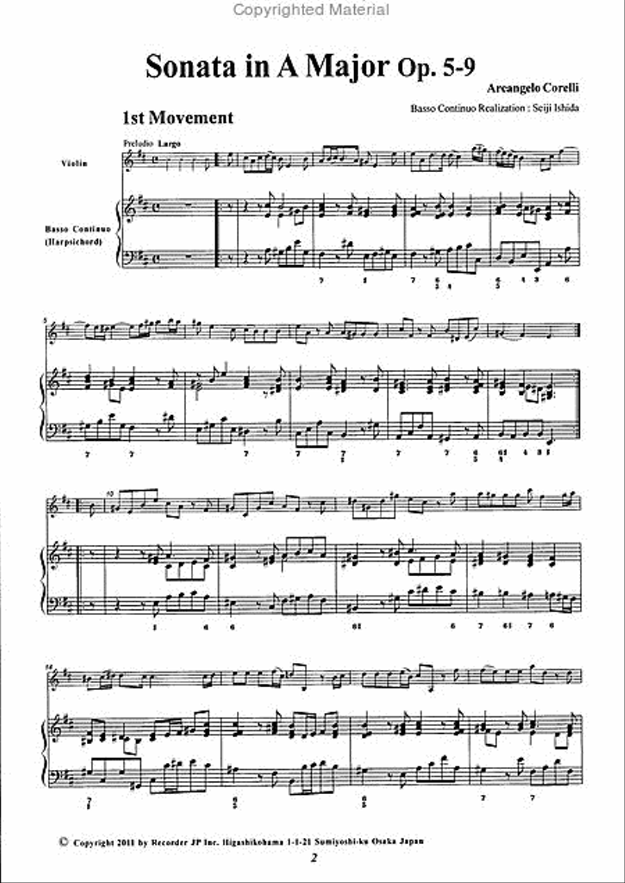 Sonata in A Major, Op. 5-9 Violin scores gallery preview page 3