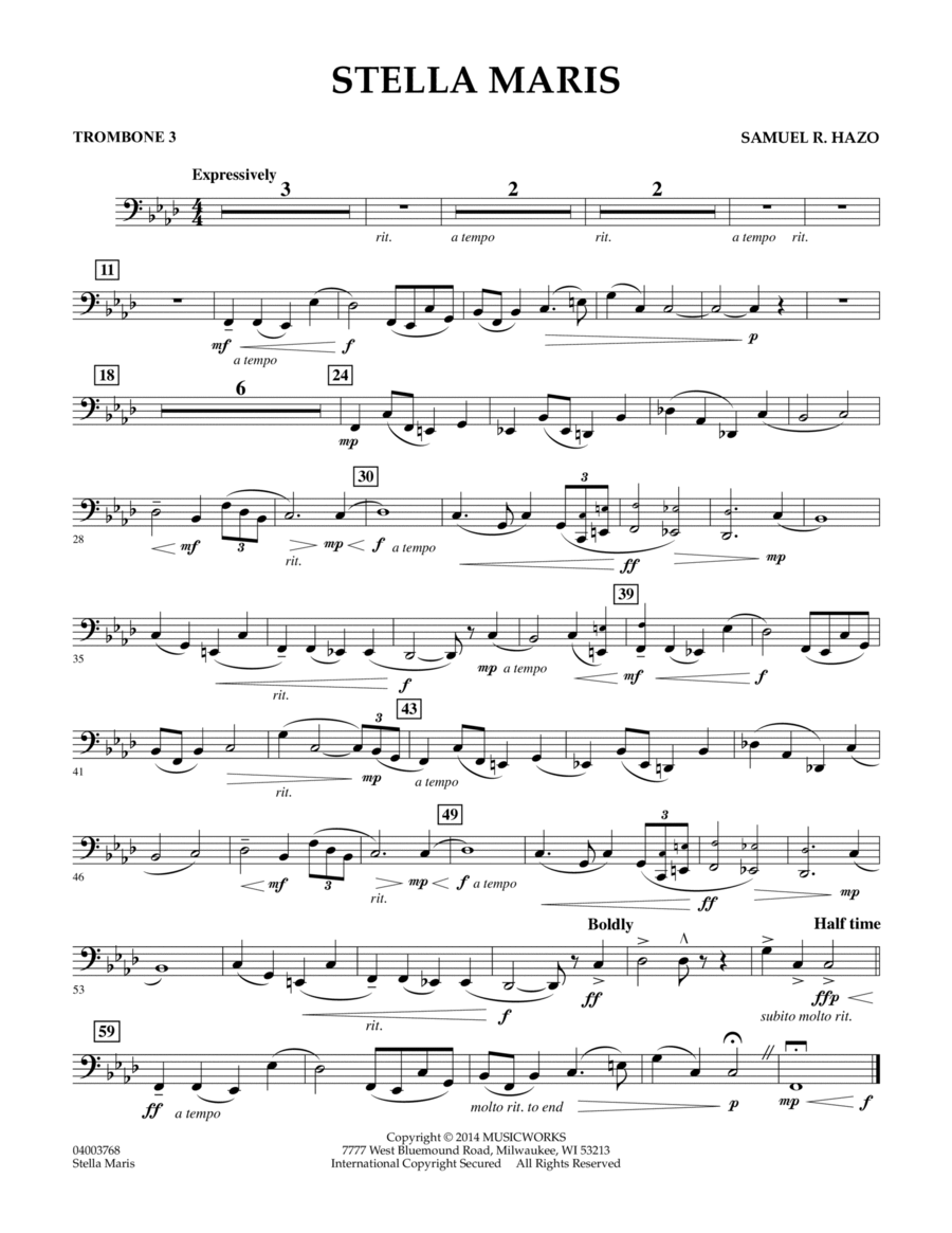 Stella Maris - Trombone 3 Concert Band scores gallery preview page 1