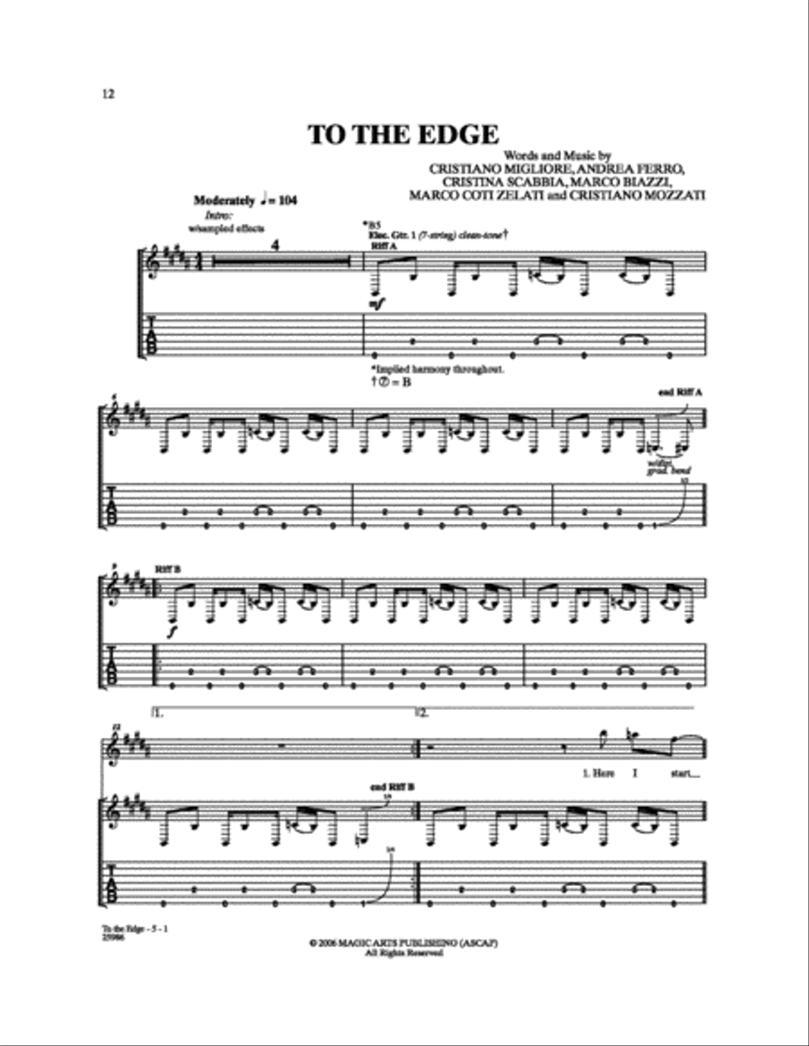 To The Edge To The Edge Electric Guitar scores gallery preview page 1