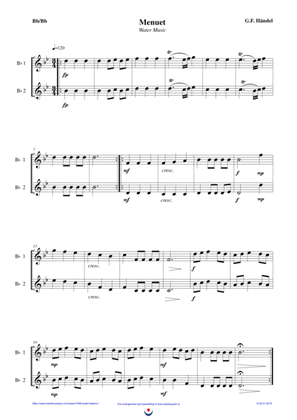 Menuet - Water Music (easy brass duet Nb. 6 - Bb/Bb)