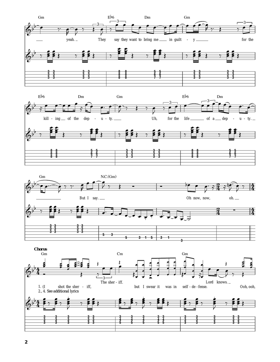 I Shot The Sheriff Acoustic Guitar scores gallery preview page 2