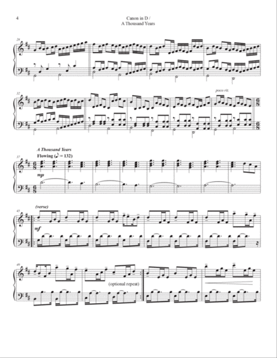A Thousand Years Piano Solo scores gallery preview page 4