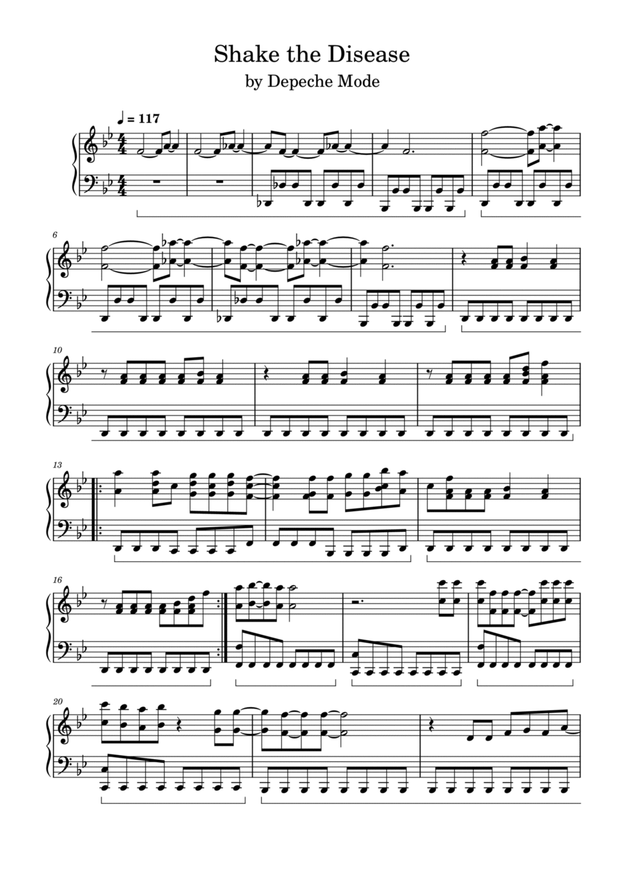 Shake The Disease Piano Solo scores gallery preview page 1