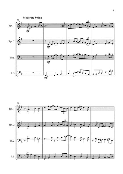 Londonderry Air (Danny Boy) - Jazz Arrangement for Brass Quartet image number null