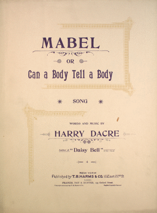 Mabel, or, Can a Body Tell a Body. Song