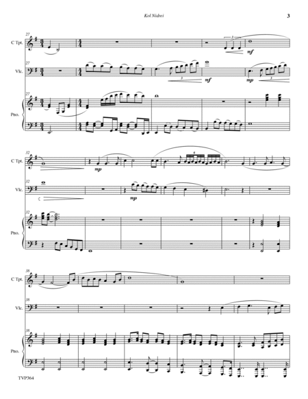 KOL NIDREI (Kol Nidre) - C or Bb Trumpet & Cello with Piano Accompaniment (Grade 4-) image number null