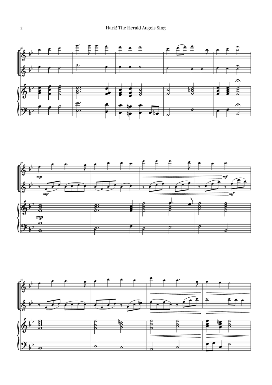 Hark! The Herald Angels Sing - Christmas Carol Duet Flute Duet scores gallery preview page 2