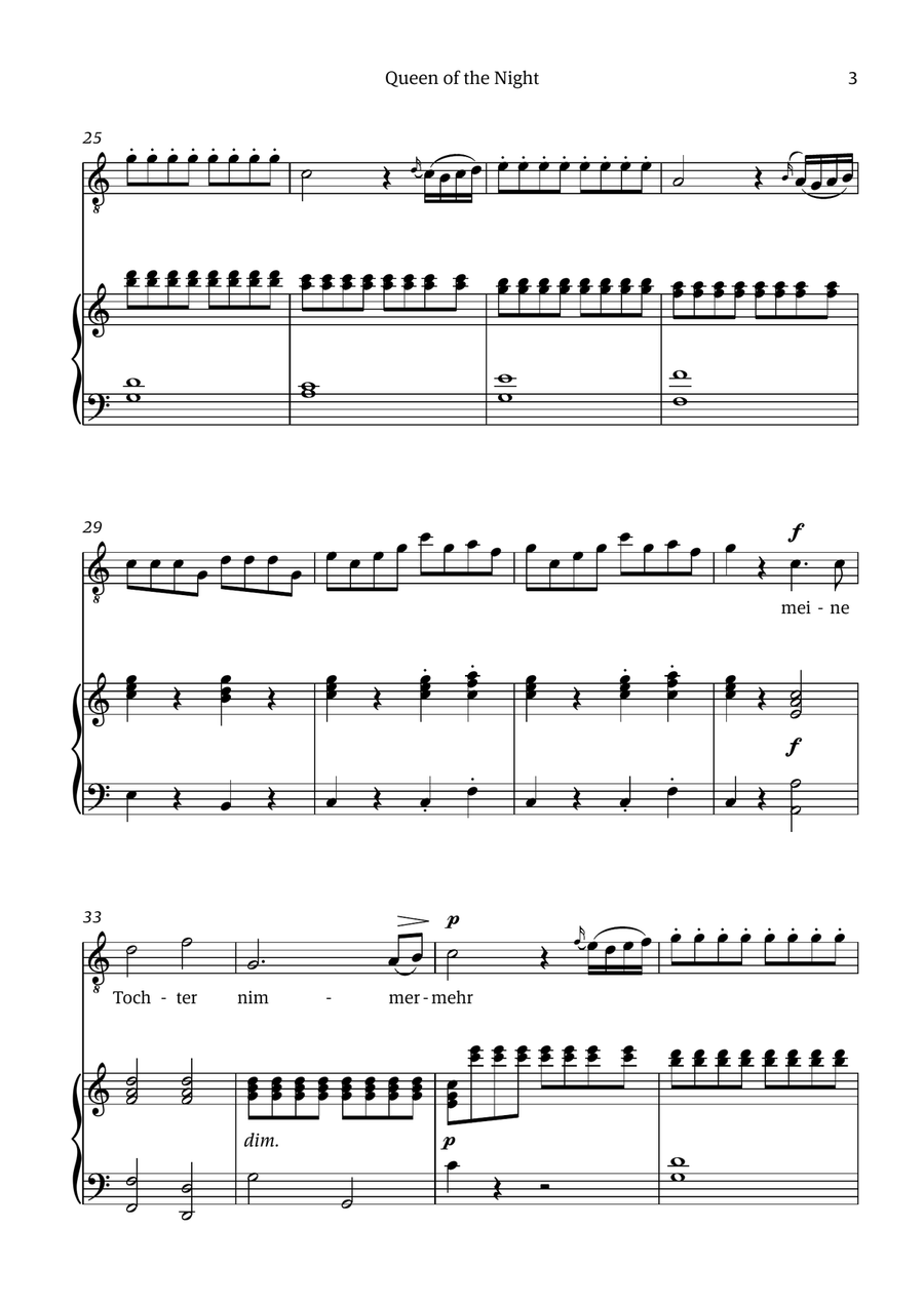 Queen of the Night (aria) - for TENOR in A minor Chamber Music scores gallery preview page 3