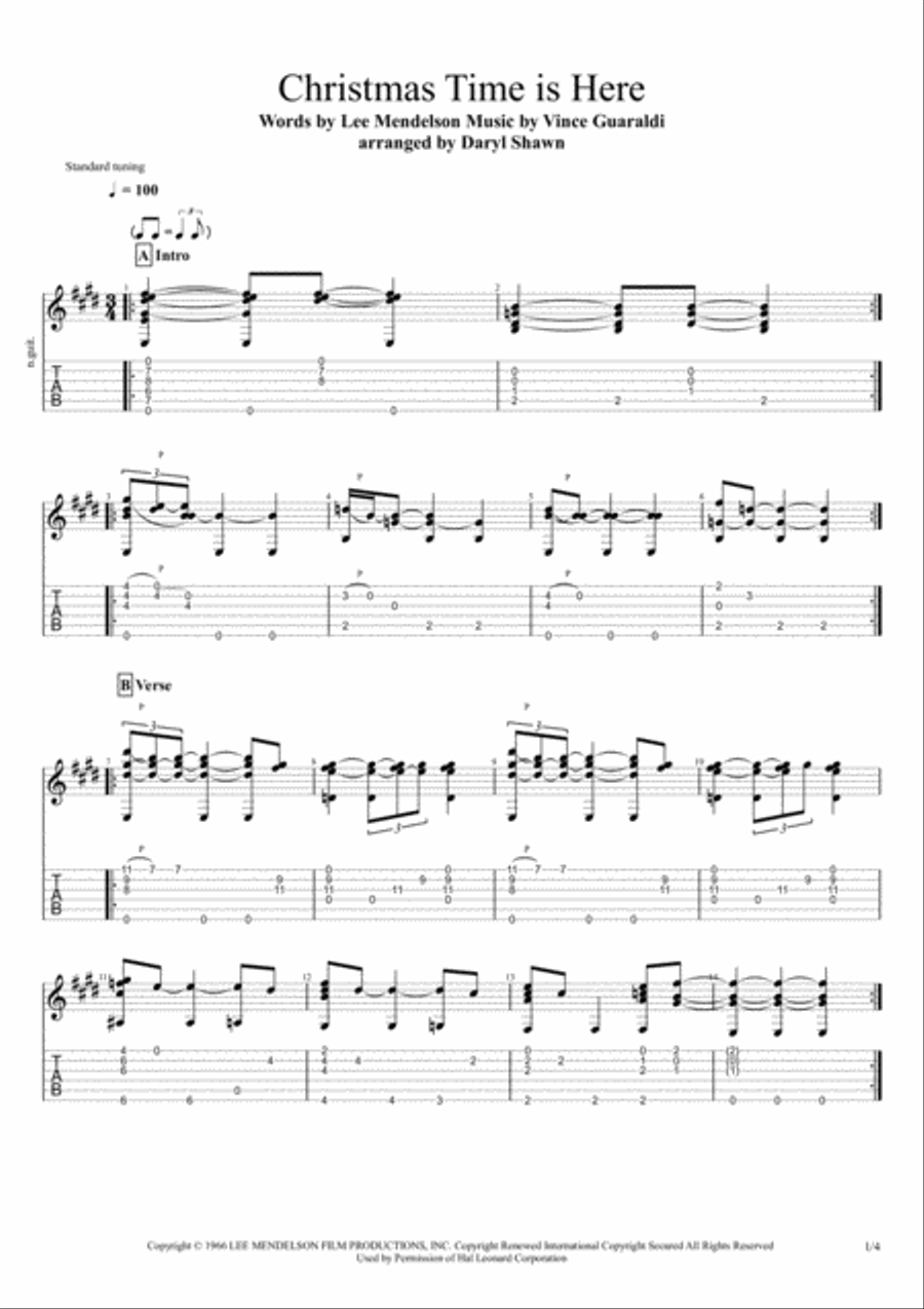 Christmas Time Is Here Christmas Time Is Here Electric Guitar scores gallery preview page 1