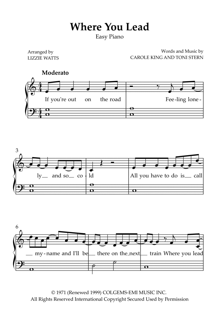 Where You Lead Easy Piano scores gallery preview page 1