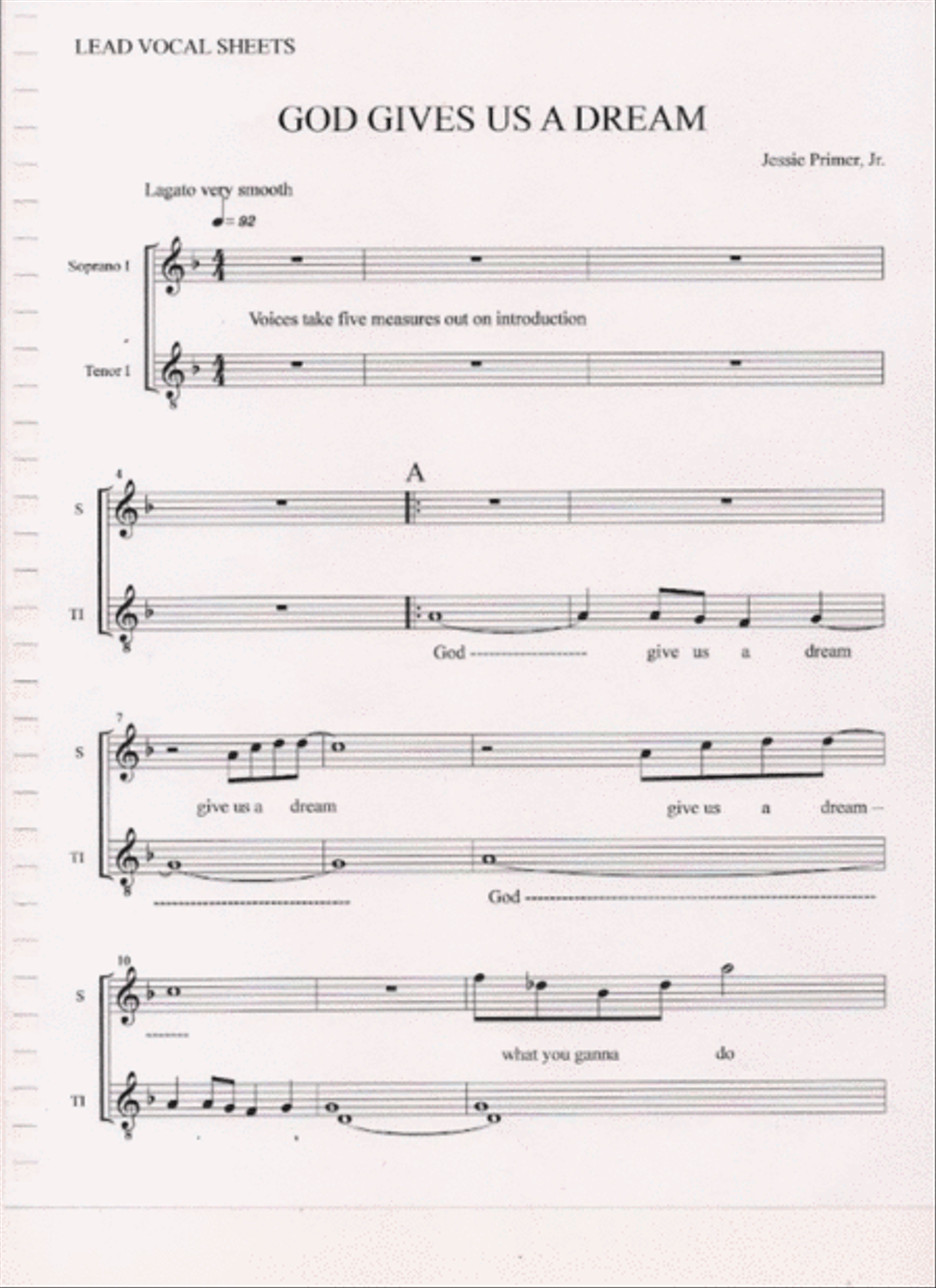 God Gives Us A Dream ( Vocal ) Lead Sheets SA scores gallery preview page 1