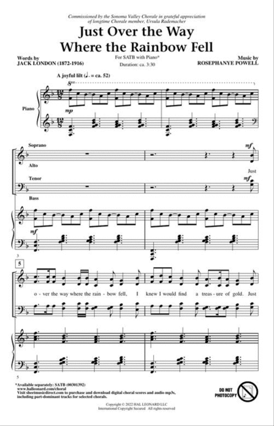 Just Over the Way Where the Rainbow Fell 4-Part scores gallery preview page 3