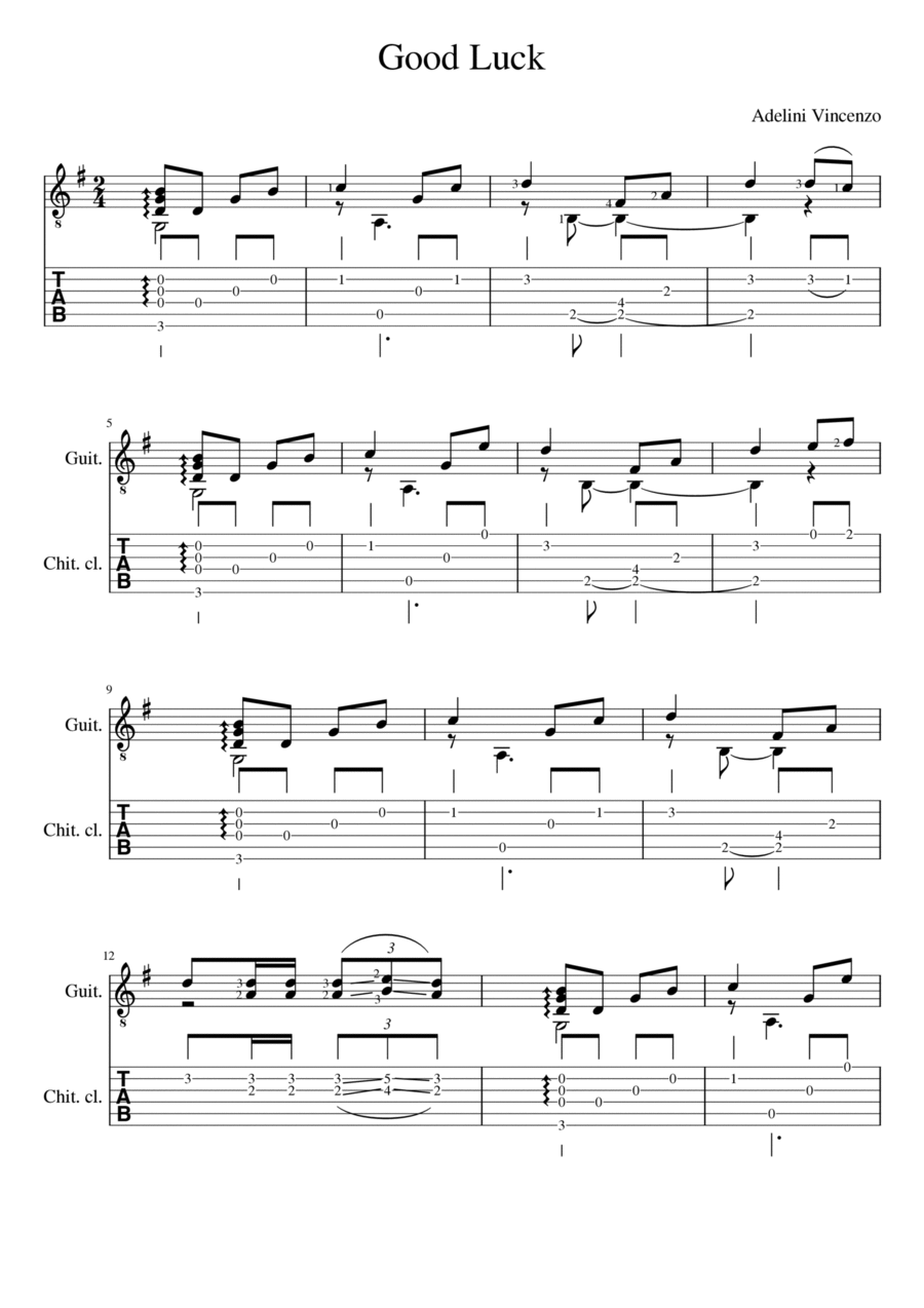 Good Luck! (SheetMusic + TAB) Acoustic Guitar scores gallery preview page 1