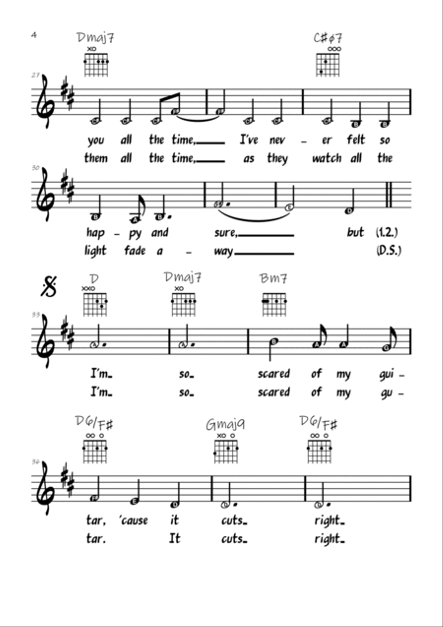 Scared Of My Guitar Scared Of My Guitar Easy Piano scores gallery preview page 4