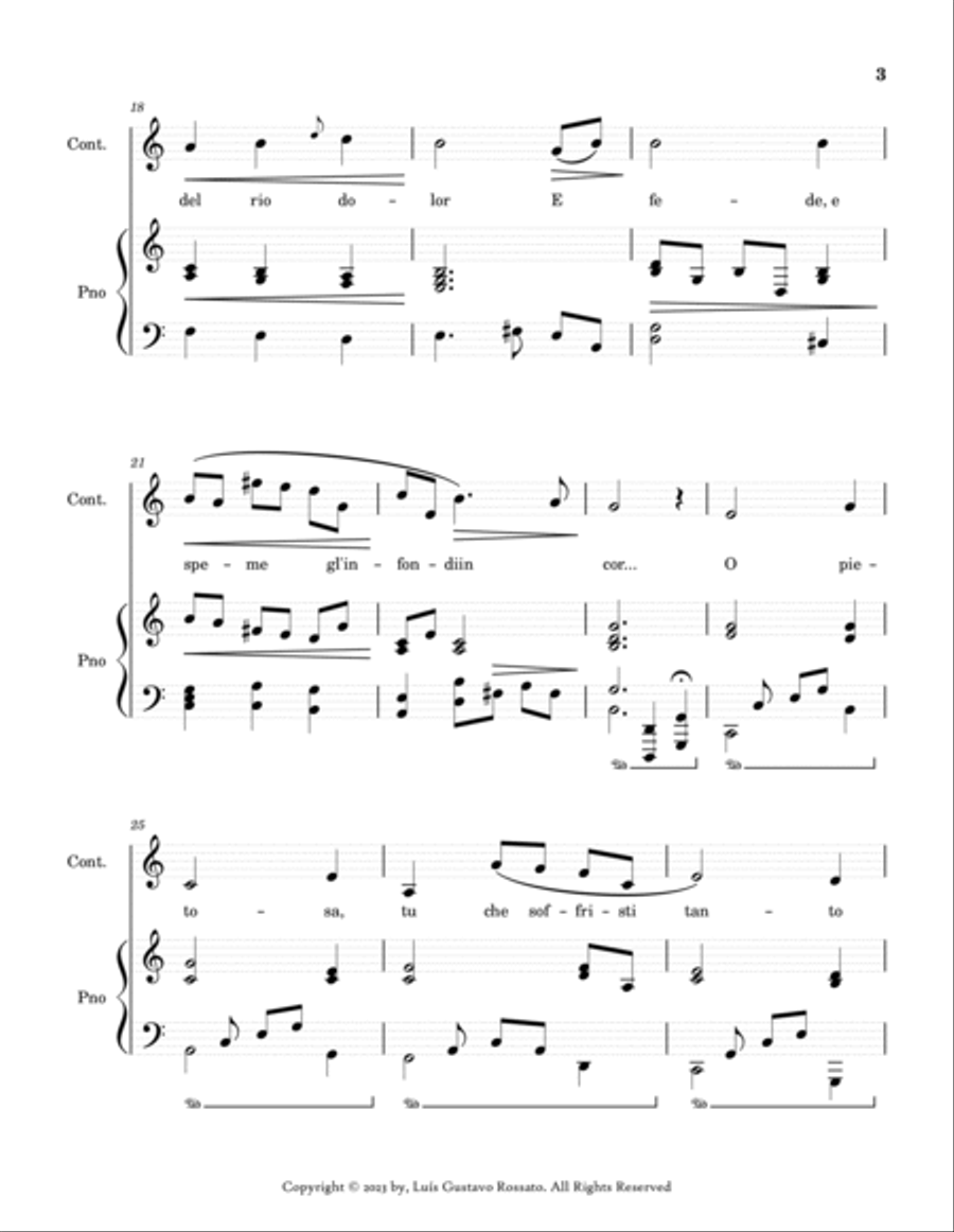 Mascagni - Ave Maria ( CONTRALTO - C Major) Piano scores gallery preview page 3