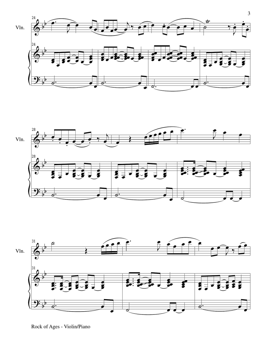 ROCK OF AGES (Violin/Piano and Violin Part) Violin Solo scores gallery preview page 3