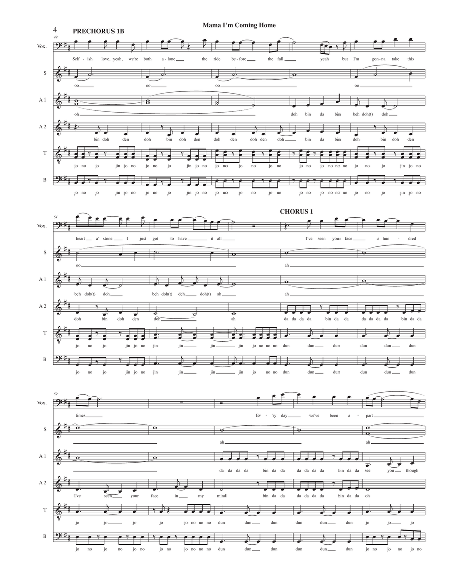 Mama, I'm Coming Home 4-Part scores gallery preview page 4